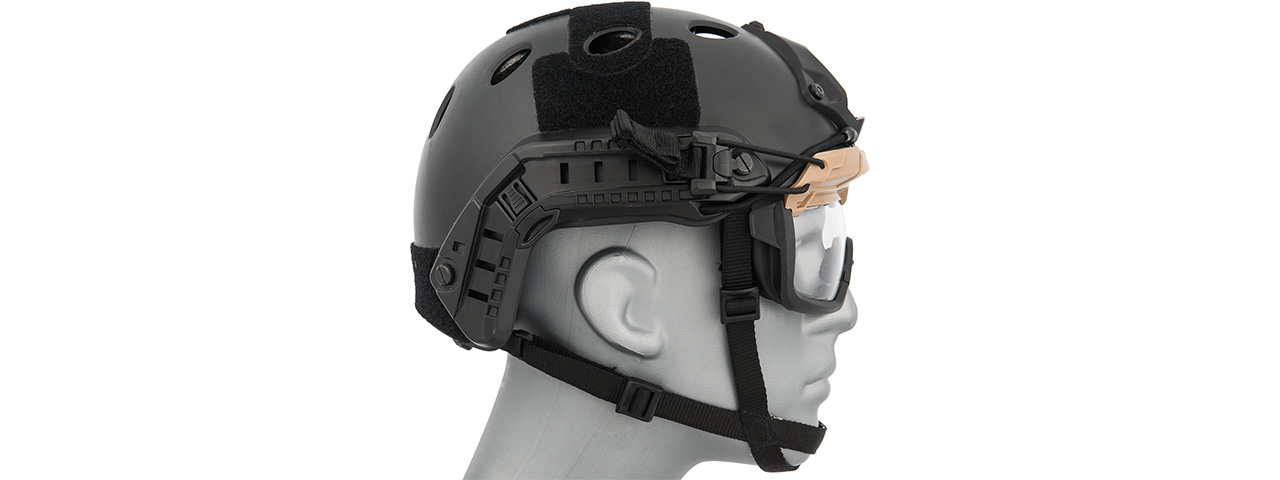 Lancer Tactical Helmet Safety Goggles [Clear Lens] (TAN) - Click Image to Close