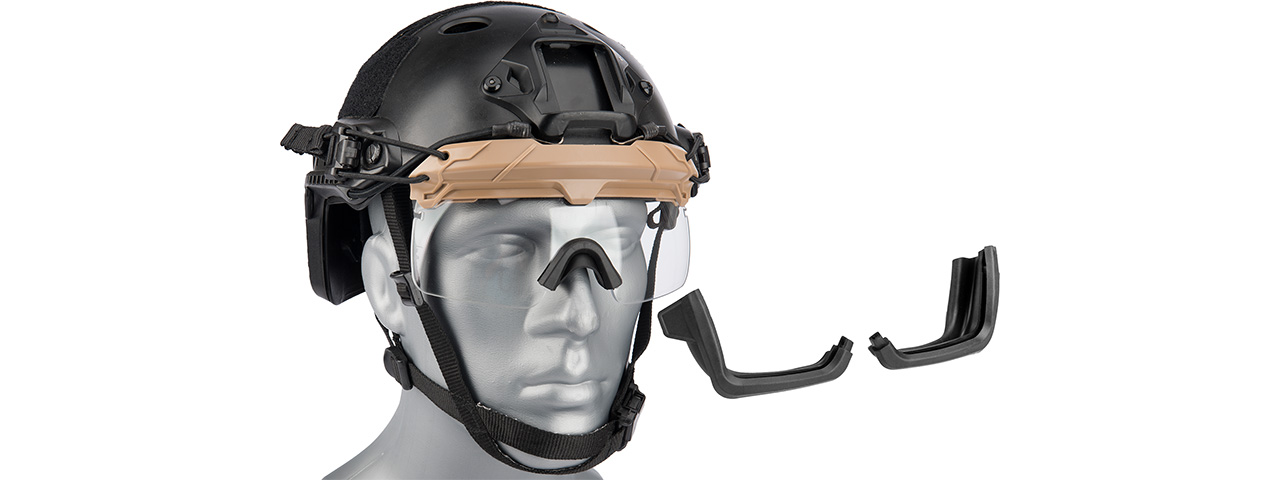 Lancer Tactical Helmet Safety Goggles [Clear Lens] (TAN) - Click Image to Close