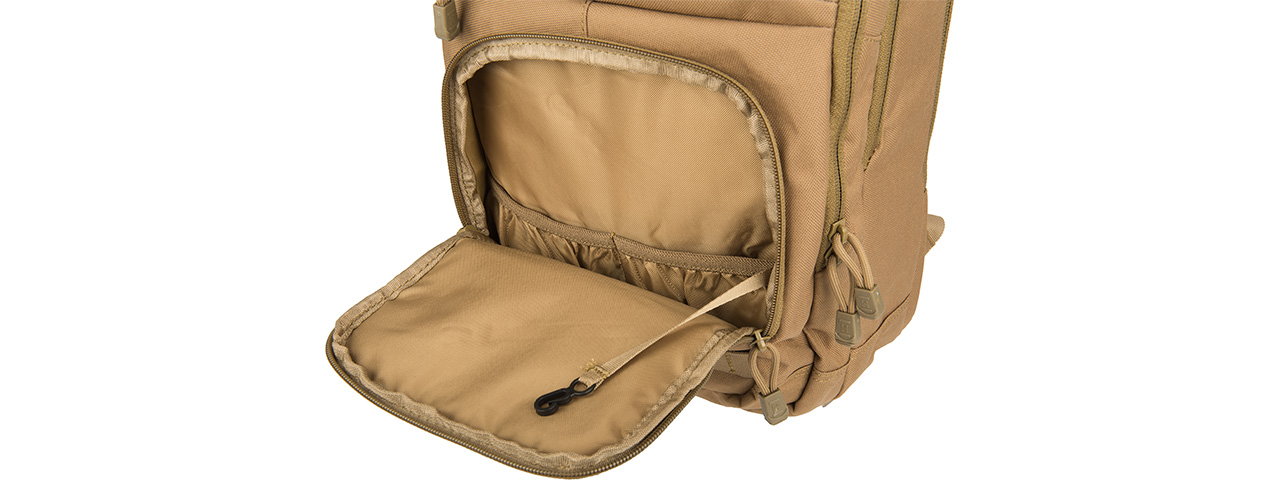 Lancer Tactical 1000D EDC Commuter MOLLE Backpack w/ Concealed Holder (KHAKI) - Click Image to Close