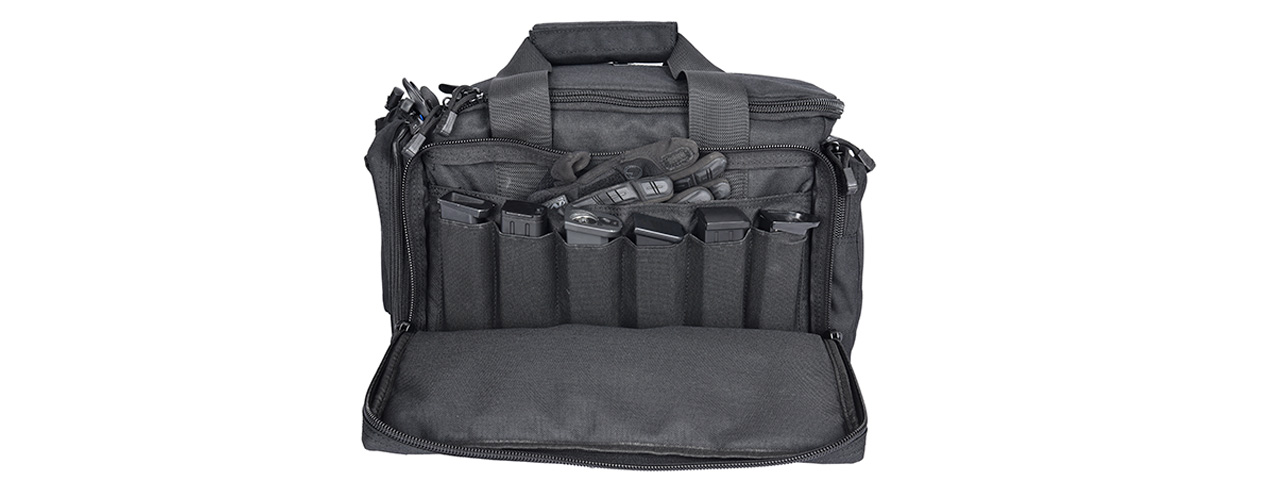 Lancer Tactical Shooting Range Bag w/ Shoulder Strap [Weather Resistant] (BLACK) - Click Image to Close