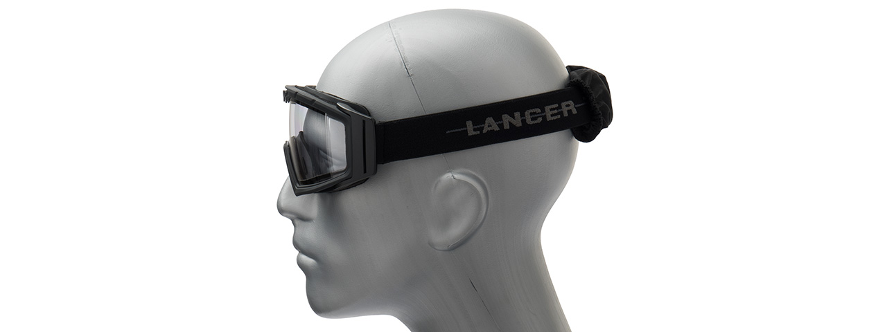 Lancer Tactical Rage Protective Black Airsoft Goggles (CLEAR LENS) - Click Image to Close
