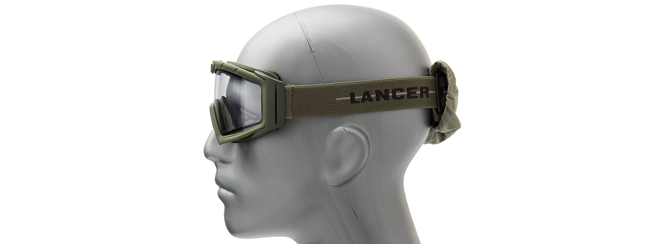 Lancer Tactical Rage Protective Green Airsoft Goggles (CLEAR LENS) - Click Image to Close