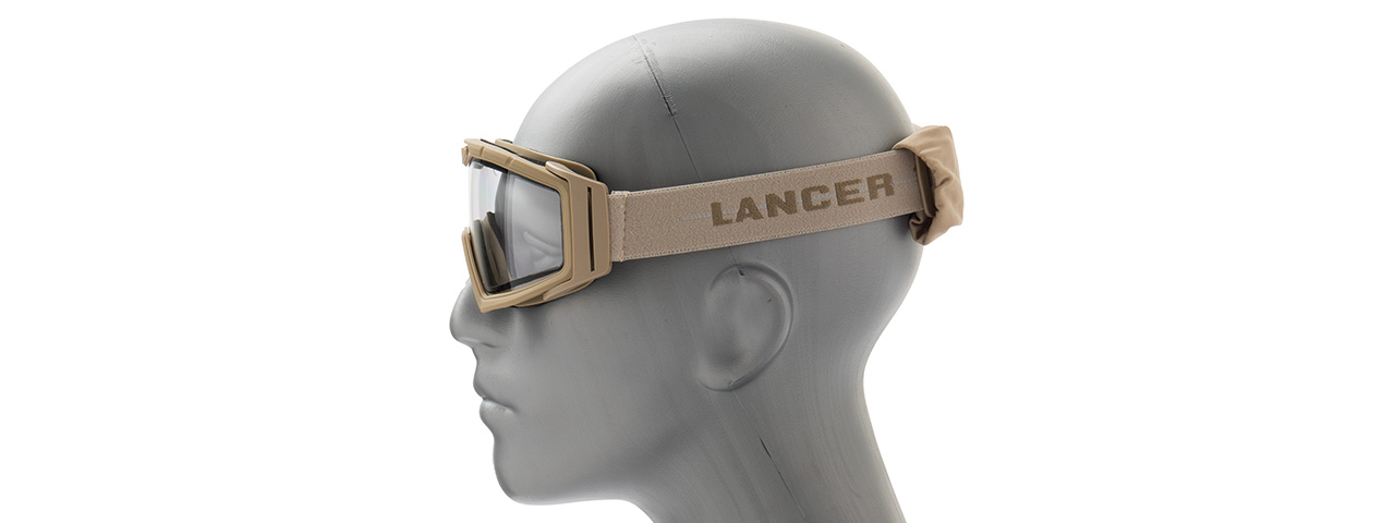 Lancer Tactical Rage Protective Tan Airsoft Goggles (CLEAR LENS)