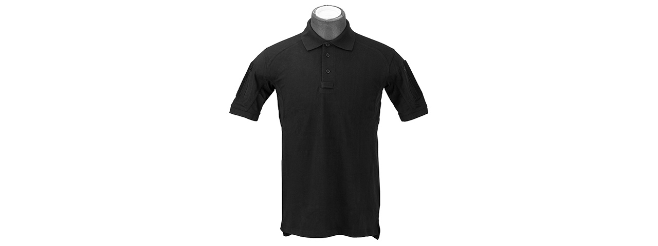 Lancer Tactical Polyester Fabric Polo Shirt [Small] (BLACK)