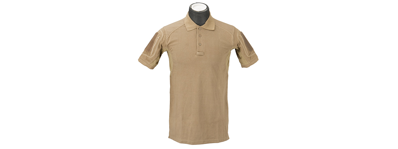 Lancer Tactical Polyester Fabric Polo Shirt [2X-Large] (TAN) - Click Image to Close