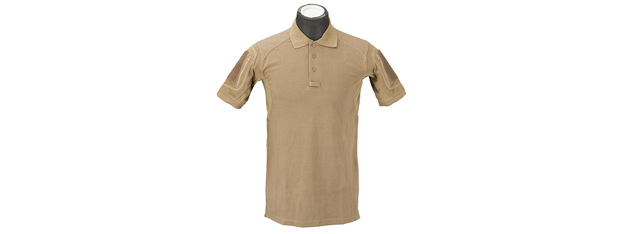 Lancer Tactical Polyester Fabric Polo Shirt [Large] (TAN) - Click Image to Close