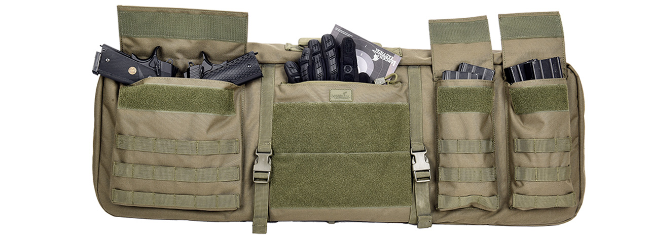 Lancer Tactical 1000D Nylon 3-Way Carry 35" Double Rifle Gun Bag (GREEN) - Click Image to Close