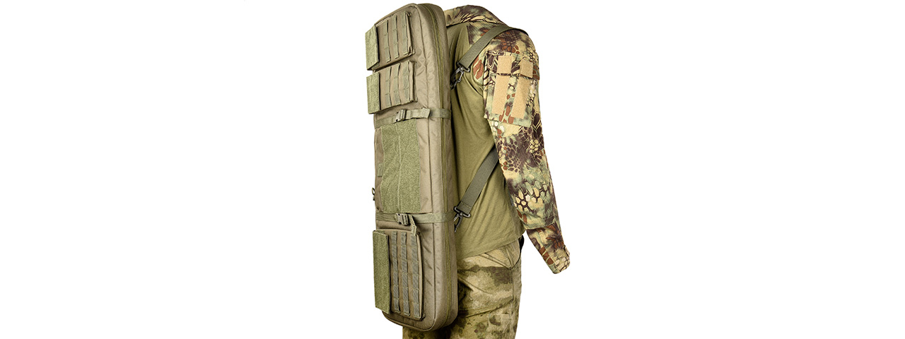 Lancer Tactical 1000D Nylon 3-Way Carry 35" Double Rifle Gun Bag (GREEN) - Click Image to Close