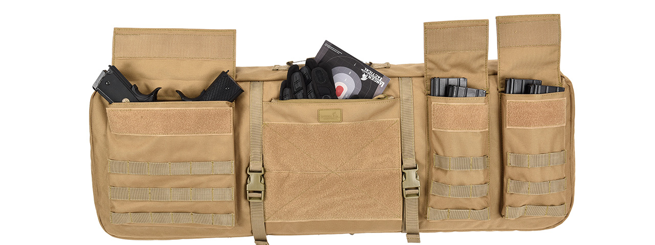 Lancer Tactical 1000D Nylon 3-Way Carry 35" Double Rifle Gun Bag (KHAKI) - Click Image to Close