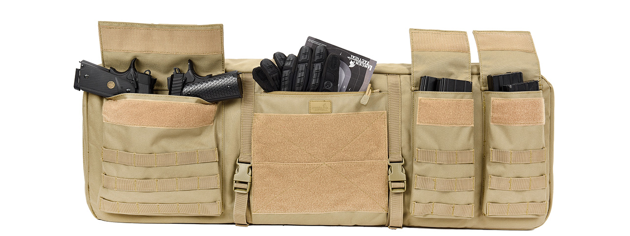 Lancer Tactical 1000D Nylon 3-Way Carry 35" Double Rifle Gun Bag (TAN) - Click Image to Close