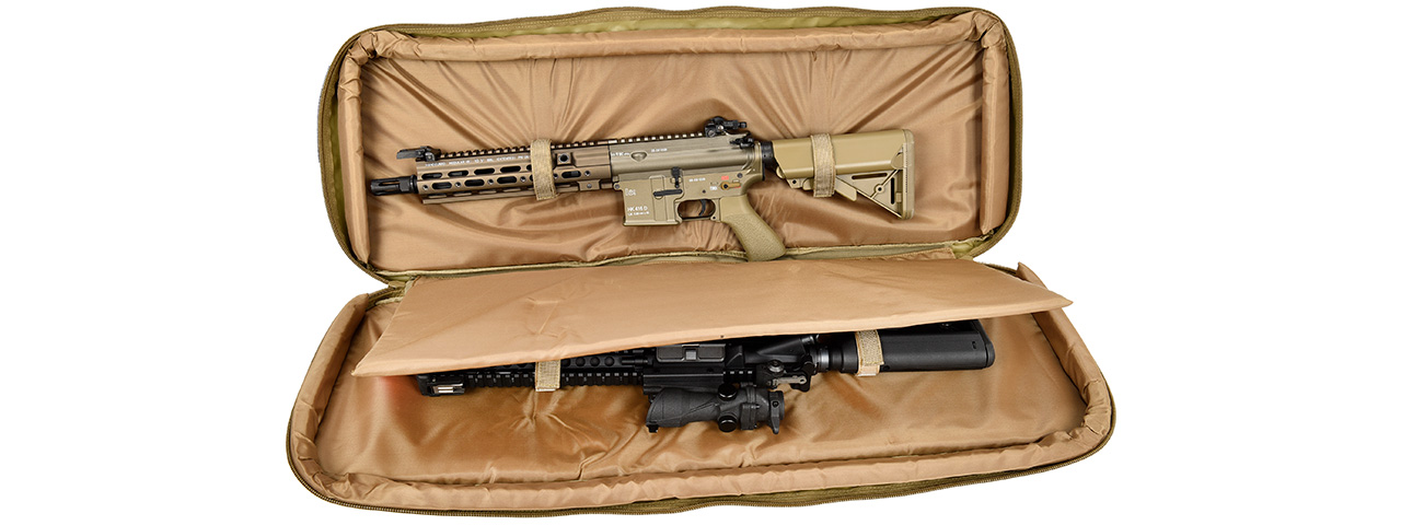 Lancer Tactical 1000D Nylon 3-Way Carry 35" Double Rifle Gun Bag (TAN) - Click Image to Close