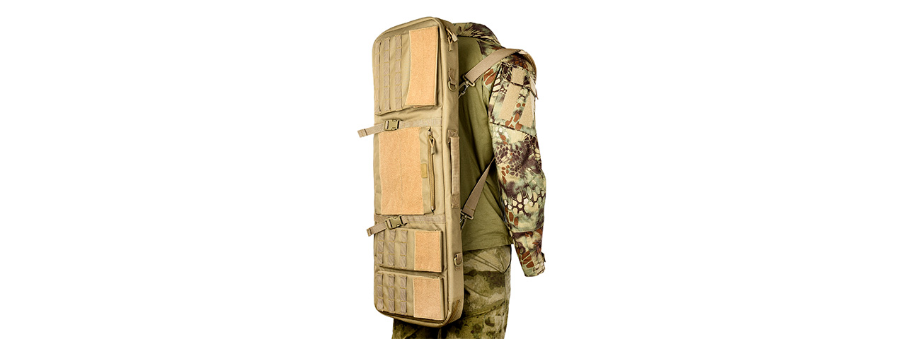 Lancer Tactical 1000D Nylon 3-Way Carry 35" Double Rifle Gun Bag (TAN) - Click Image to Close