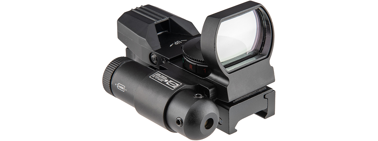 Lancer Tactical 4-Reticle Red/Green Dot Reflect Sight w/ Laser (Black) - Click Image to Close