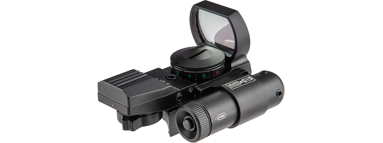Lancer Tactical 4-Reticle Red/Green Dot Reflect Sight w/ Laser (Black) - Click Image to Close