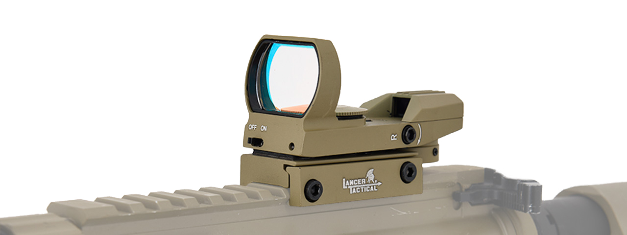 Lancer Tactical 4 Reticle Red Control Reflex Sight (TAN) - Click Image to Close