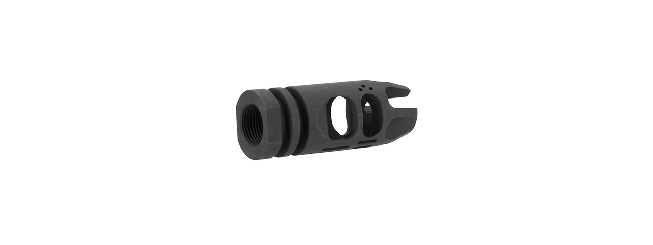 Lancer Tactical Hybrid Airsoft Flash Hider Muzzle Brake Compensator [14mm CCW] - Click Image to Close