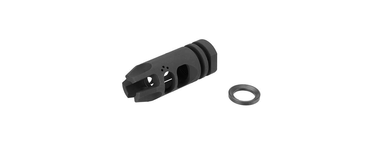 Lancer Tactical Hybrid Airsoft Flash Hider Muzzle Brake Compensator [14mm CCW] - Click Image to Close