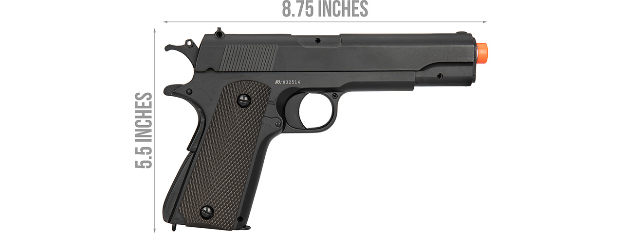 Double Bell M1911A1 Metal Body Airsoft Spring Pistol (Black) - Click Image to Close