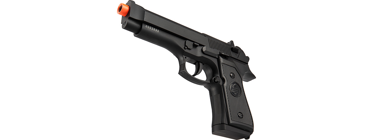 Double Bell M9 Metal Body Airsoft Spring Pistol (Black) - Click Image to Close