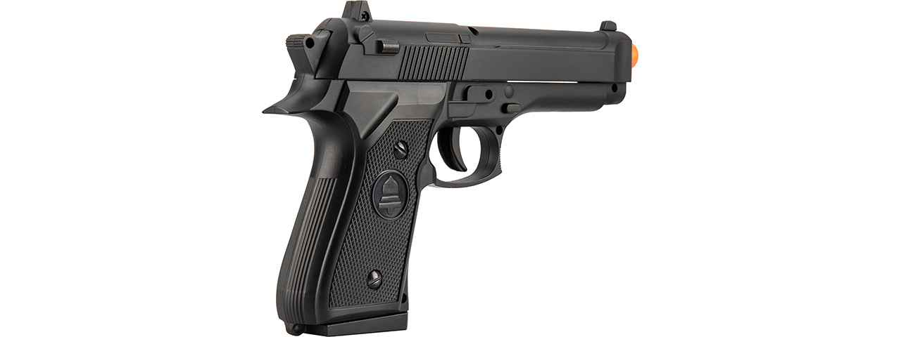 Double Bell M9 Metal Body Airsoft Spring Pistol (Black) - Click Image to Close