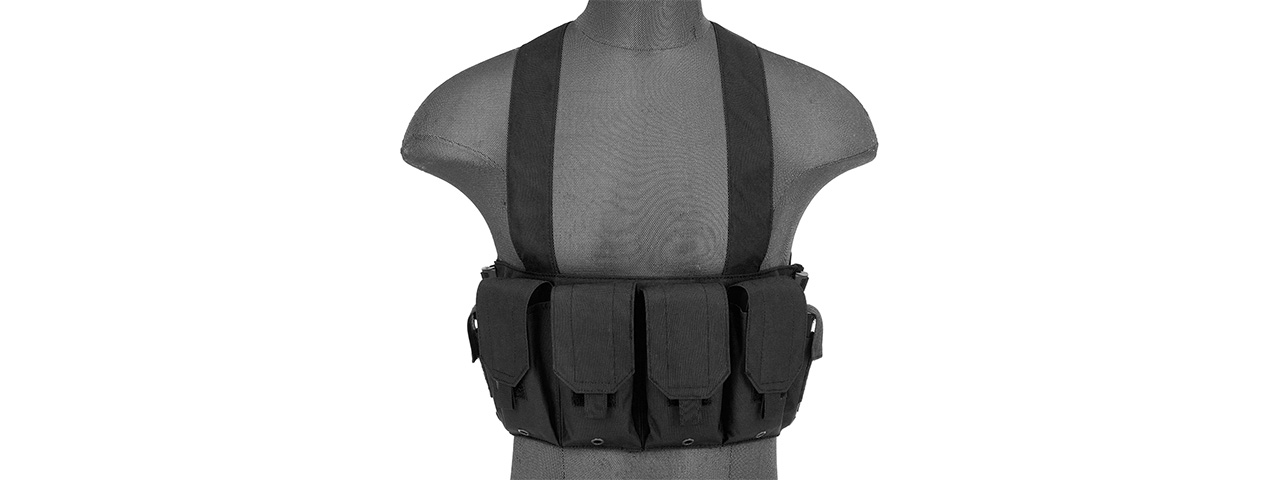 Rugged Tactical Chest Rig w/ 6X Magazine Pouches [1000D] (BLACK) - Click Image to Close