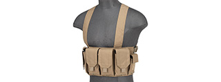 Rugged Tactical Chest Rig w/ 6X Magazine Pouches [1000D] (TAN)