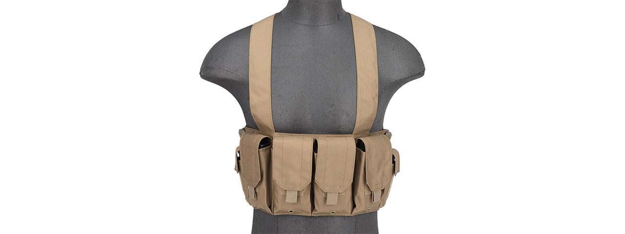Rugged Tactical Chest Rig w/ 6X Magazine Pouches [1000D] (TAN) - Click Image to Close