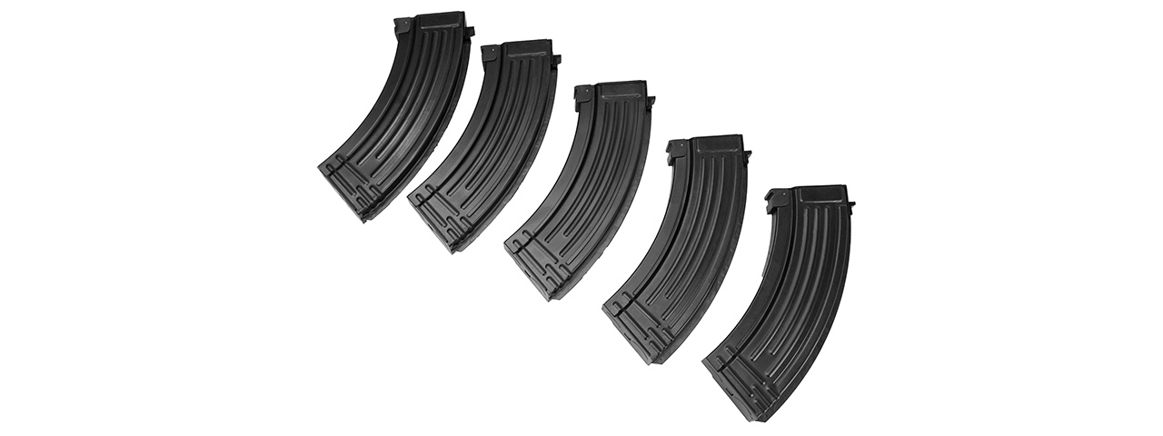 E&L AK47 120 Round Mid-Cap Metal Magazine [5 Pack] (BLACK) - Click Image to Close