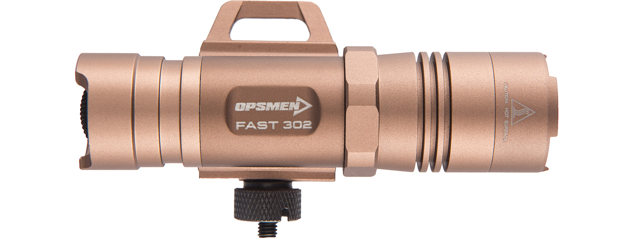 Opsmen FAST 302R WeaponLight 400-Lumen Flashlight for Picatinny Rail (TAN) - Click Image to Close