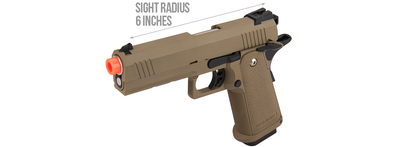 Golden Eagle IMF 3303 OPS-M.RP Tactical HiCapa Semi-Auto GBB Metal Pistol, DE - Click Image to Close