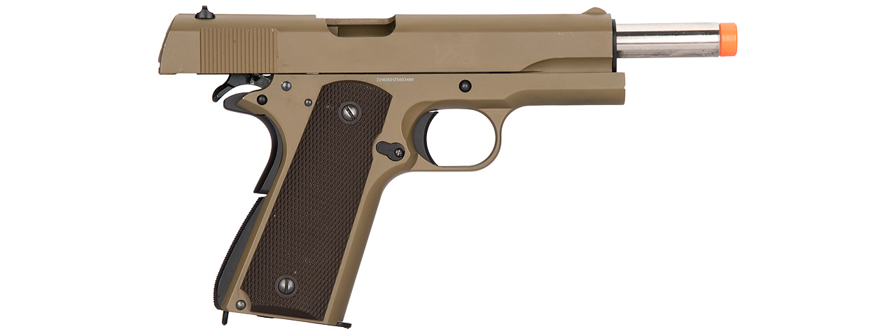 Golden Eagle IMF 3306 1911A1 Single Stack Semi-Auto GBB Metal Pistol, DE