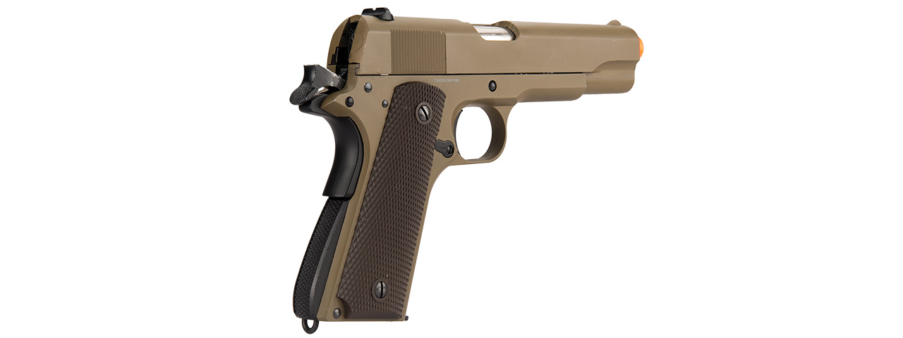 Golden Eagle IMF 3306 1911A1 Single Stack Semi-Auto GBB Metal Pistol, DE