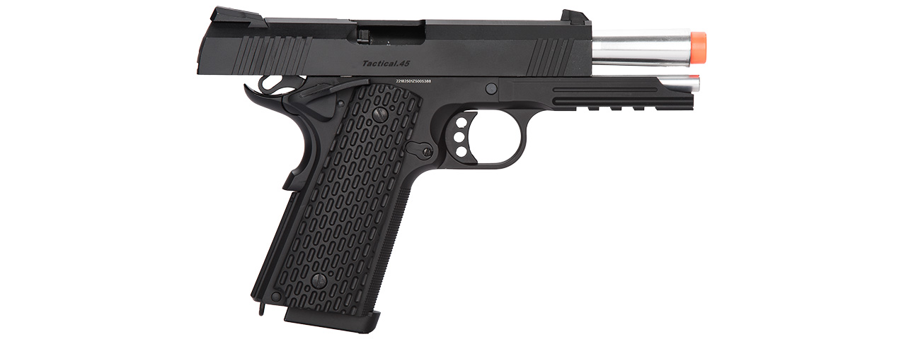 Golden Eagle IMF Night Warrior 3309 OTS Tactical .45 HiCapa Semi-Auto GBB Metal Pistol, BK