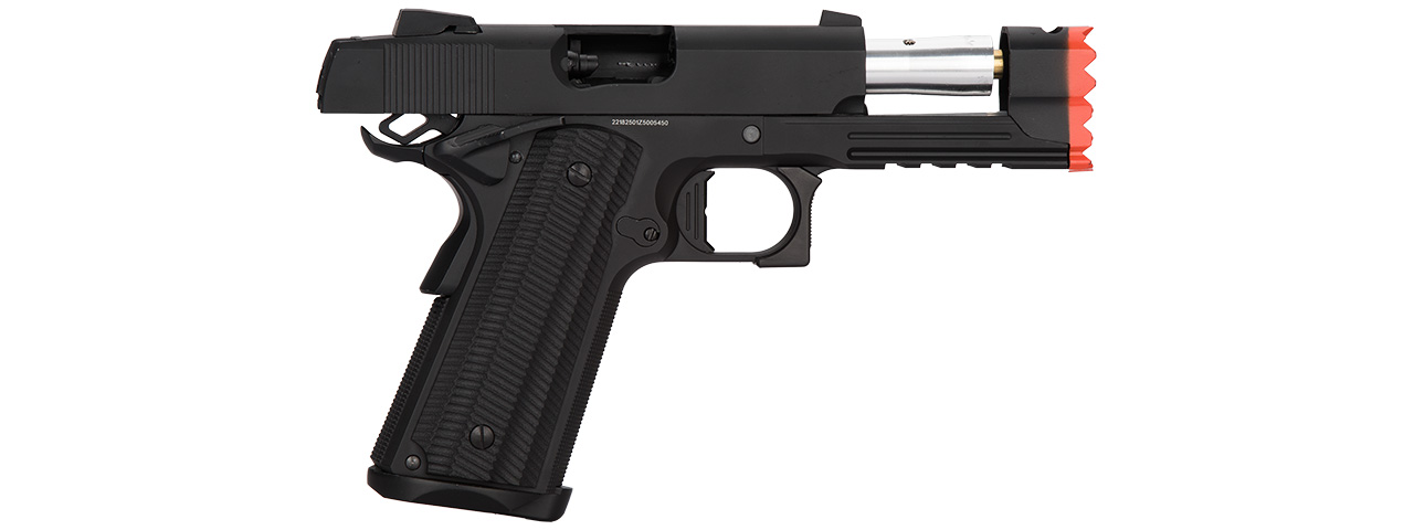 Golden Eagle IMF 3317 HiCapa Semi-AutoGBB Metal Pistol w/ Integrated Muzzle Break, BK - Click Image to Close