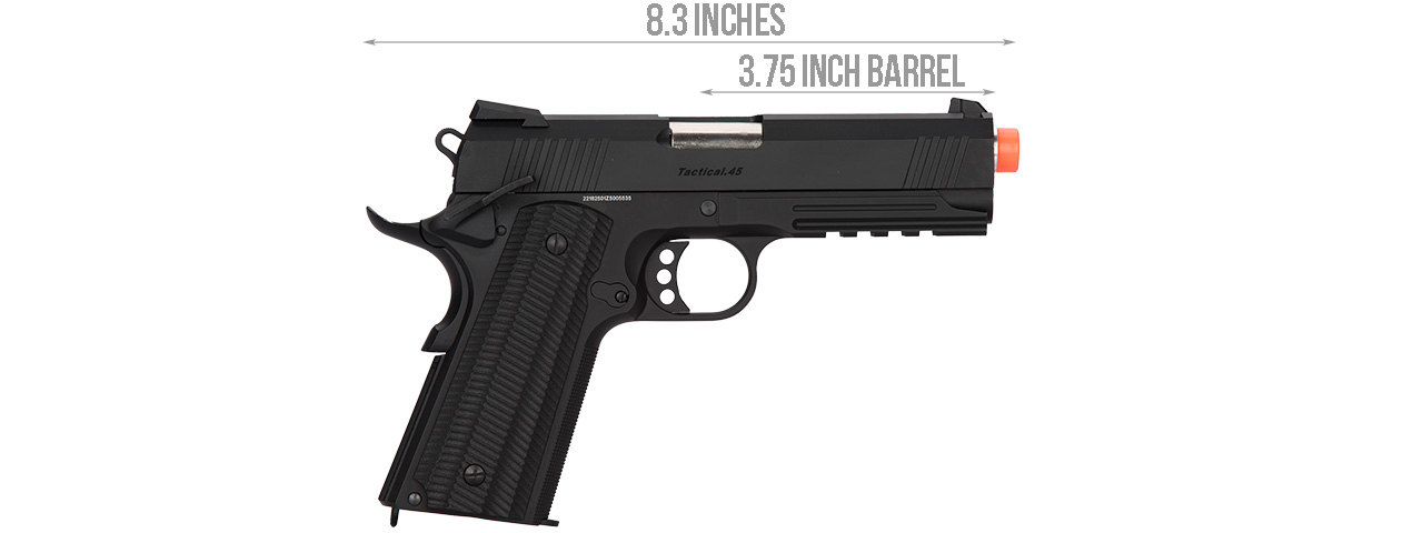 Golden Eagle IMF 3323 OTS Tactical .45 HiCapa Semi-Auto GBB Metal Pistol, BK