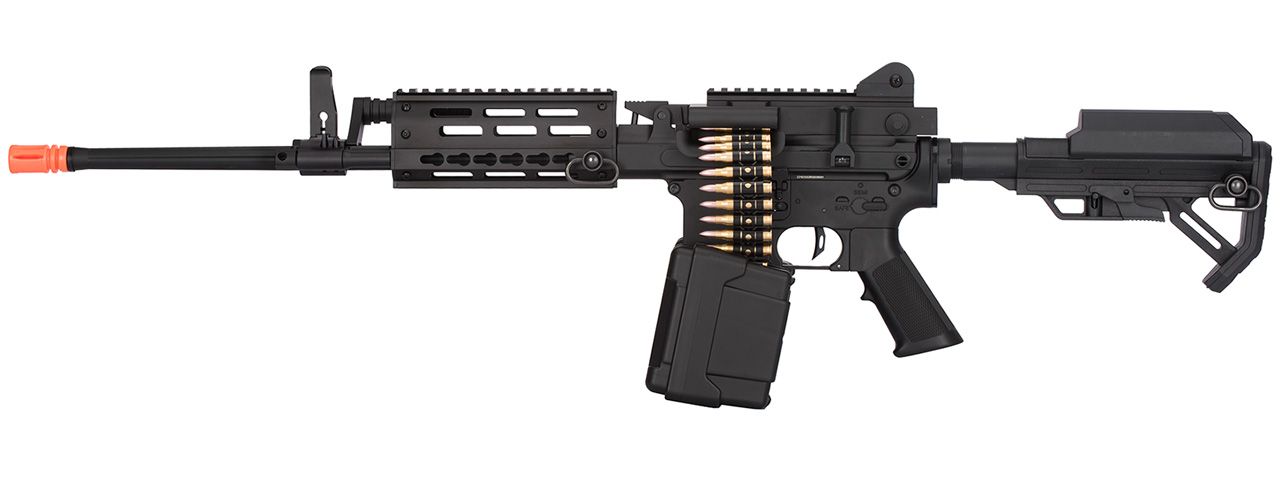 Golden Eagle MCR Light Machine Gun LMG Airsoft AEG Rifle [Long Barrel] (BLACK) - Click Image to Close