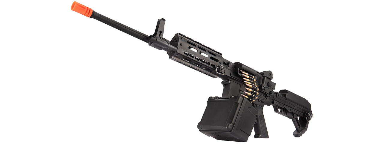 Golden Eagle MCR Light Machine Gun LMG Airsoft AEG Rifle [Long Barrel] (BLACK)