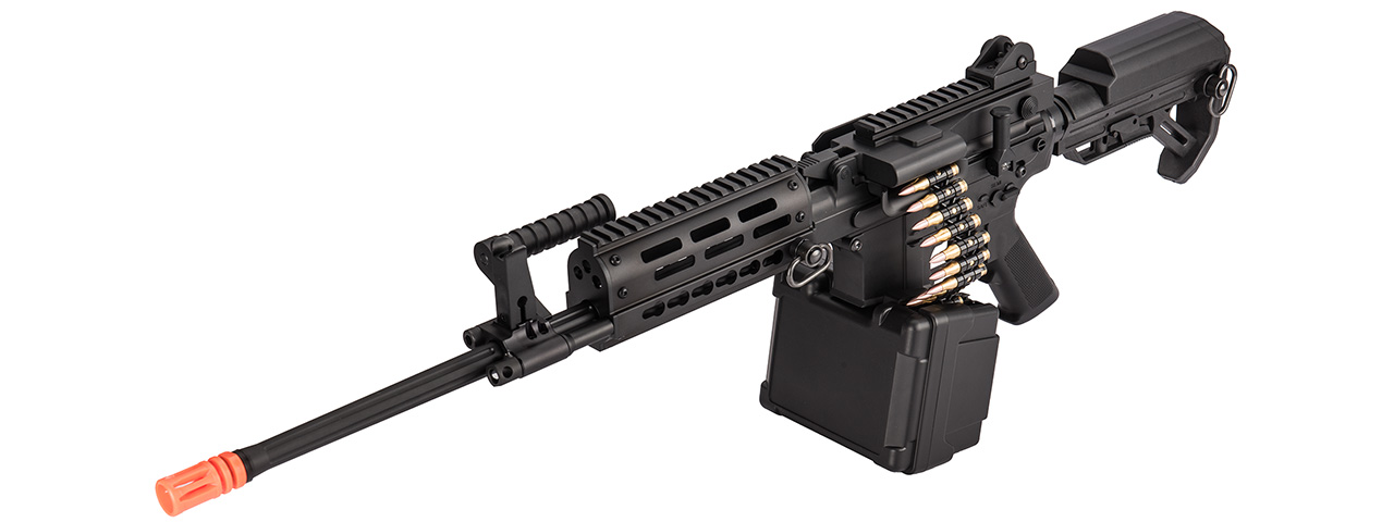 Golden Eagle MCR Light Machine Gun LMG Airsoft AEG Rifle [Long Barrel] (BLACK)