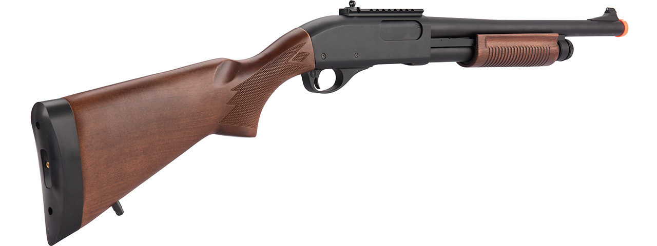 Golden Eagle M870 3/6-Shot Pump Action Gas Airsoft Shotgun (WOOD) - Click Image to Close