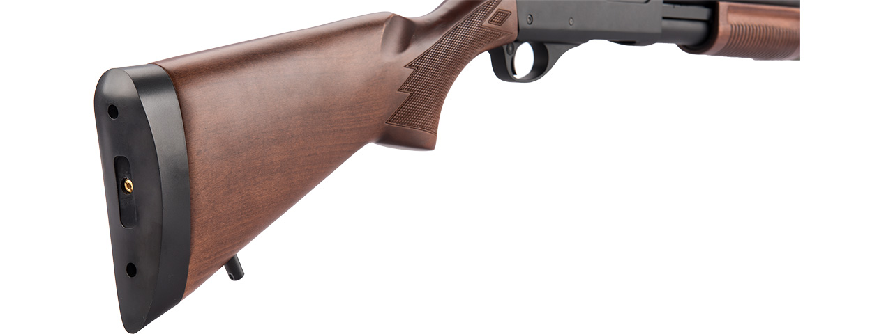 Golden Eagle M870 3/6-Shot Pump Action Gas Airsoft Shotgun (WOOD) - Click Image to Close