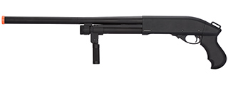 Golden Eagle M870 3/6-Shot Pump Action Gas Airsoft Shotgun w/ Forend Grip (BLACK)