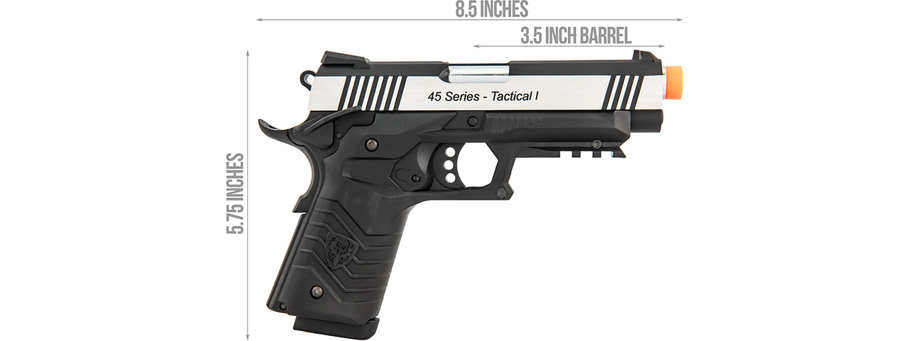 HFC HG-171 Tactical 1911 Gas Blowback Pistol (SILVER / BLACK) - Click Image to Close