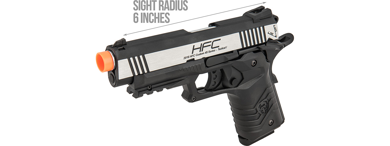 HFC HG-171 Tactical 1911 Gas Blowback Pistol (SILVER / BLACK) - Click Image to Close