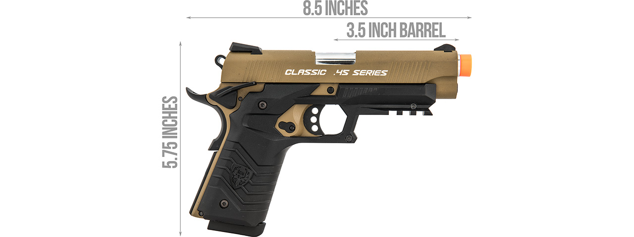 HFC Honor Fantastic 1911 Gas Blowback Pistol (TAN / BLACK)