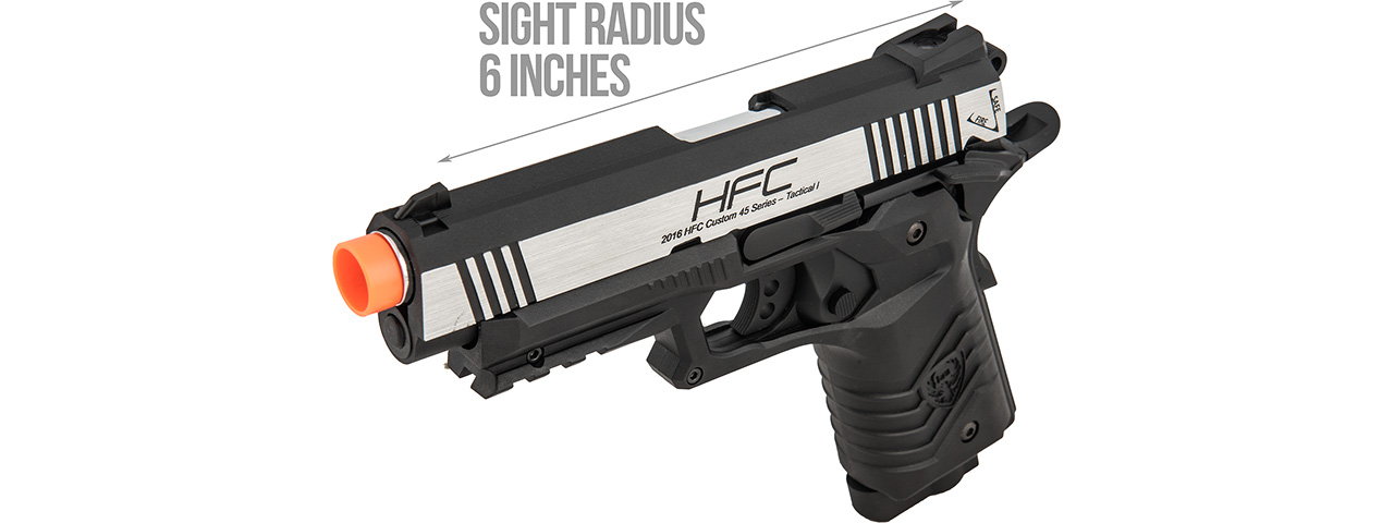 HFC HG-171 Tactical 1911 CO2 Blowback Pistol (BLACK/SILVER) - Click Image to Close