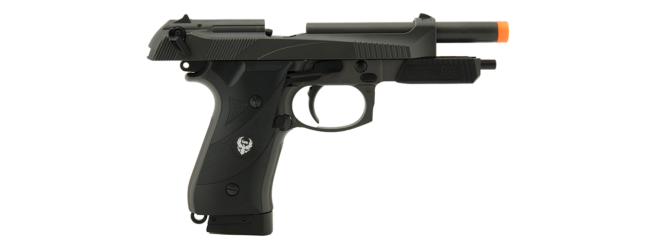 HFC AIRSOFT 192 CO2 POWERED AIRSOFT PISTOL W/ ACCESSORY RAIL- BLACK - Click Image to Close
