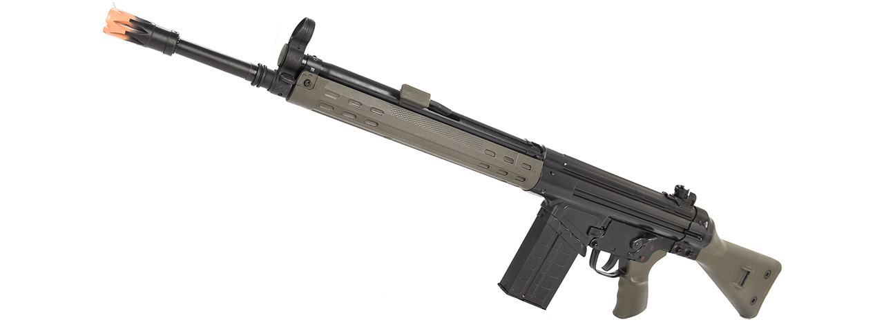 LCT LC-3A3 Full Size AEG Airsoft Rifle with Slim Handguard (Color: Black & OD Green) - Click Image to Close