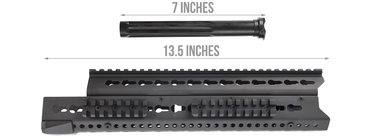 LCT Airsoft 13.5 Inch AK KeyMod Handguard Rail (Black) - Click Image to Close