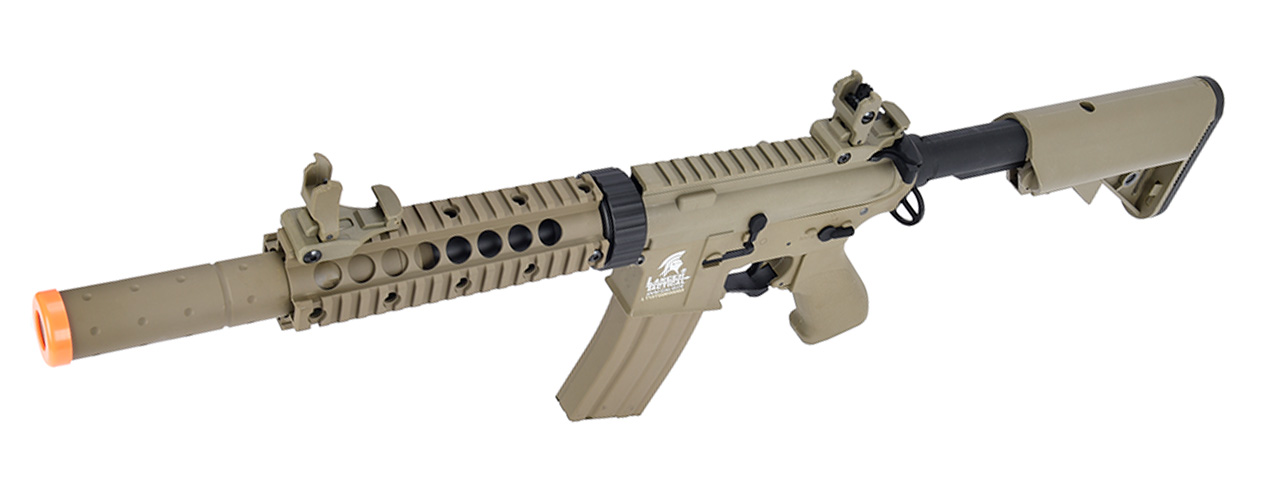Lancer Tactical LT-15 Hybrid Gen 2 M4 SD 7" Airsoft AEG with Mock Suppressor (Tan) - Click Image to Close