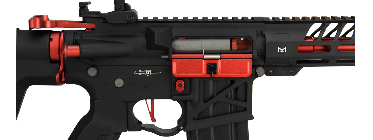Lancer Tactical Low FPS Enforcer Needletail Skeleton M4 Airsoft Rifle (Color: Black & Red) - Click Image to Close